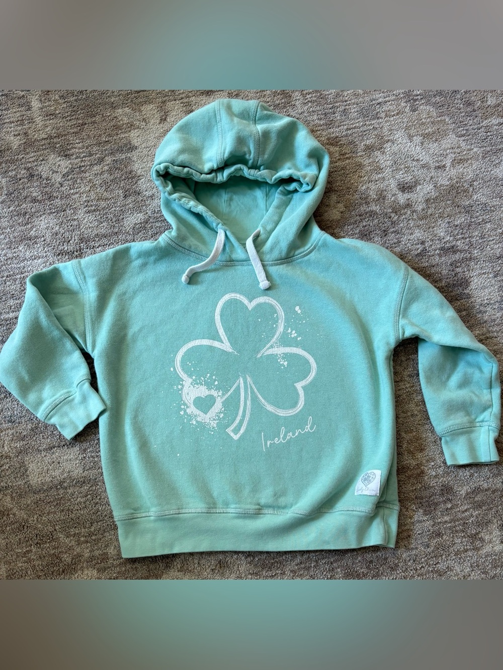 Kids Mint Green Shamrock Hoodie - Ireland Graphic Pullover